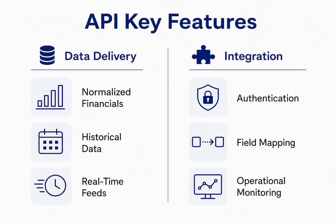 Infographic comparing data delivery and integration features