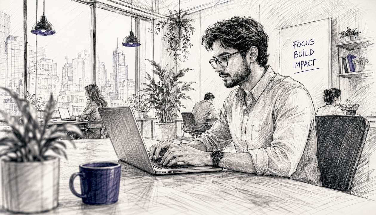 Hands typing code in software office