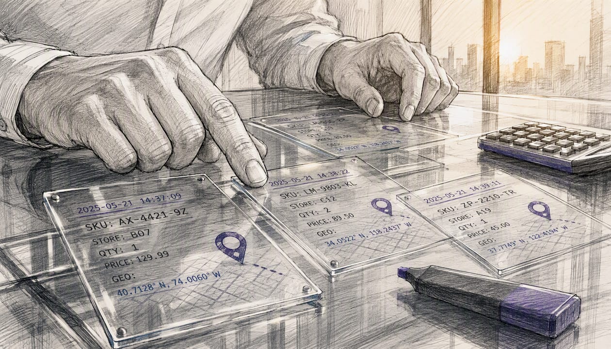 Hands extracting transaction-level data from transparent overlays