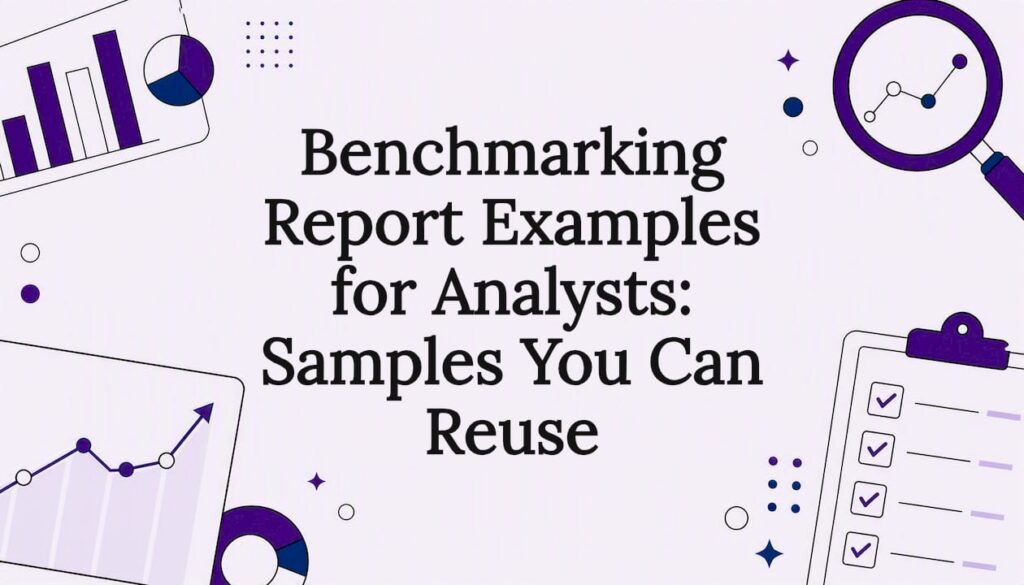 Decorative finance benchmarking title card illustration