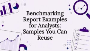 Decorative finance benchmarking title card illustration