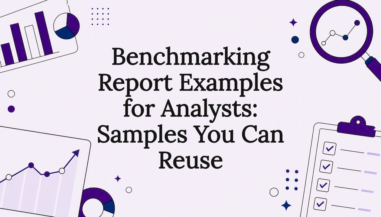 Decorative finance benchmarking title card illustration