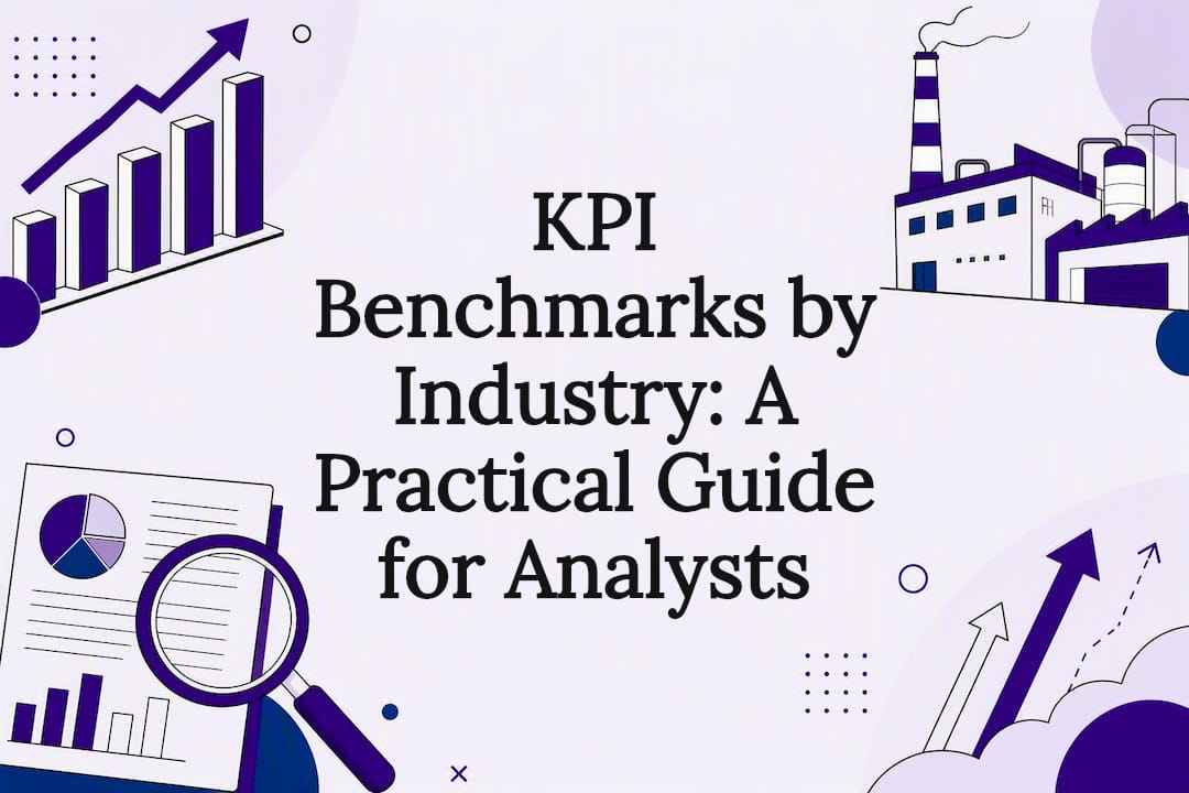 Decorative title card illustration for KPI benchmarking article