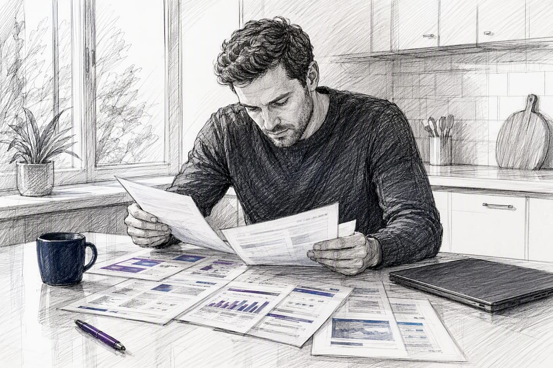 Analyst sorting digital competitor data reports