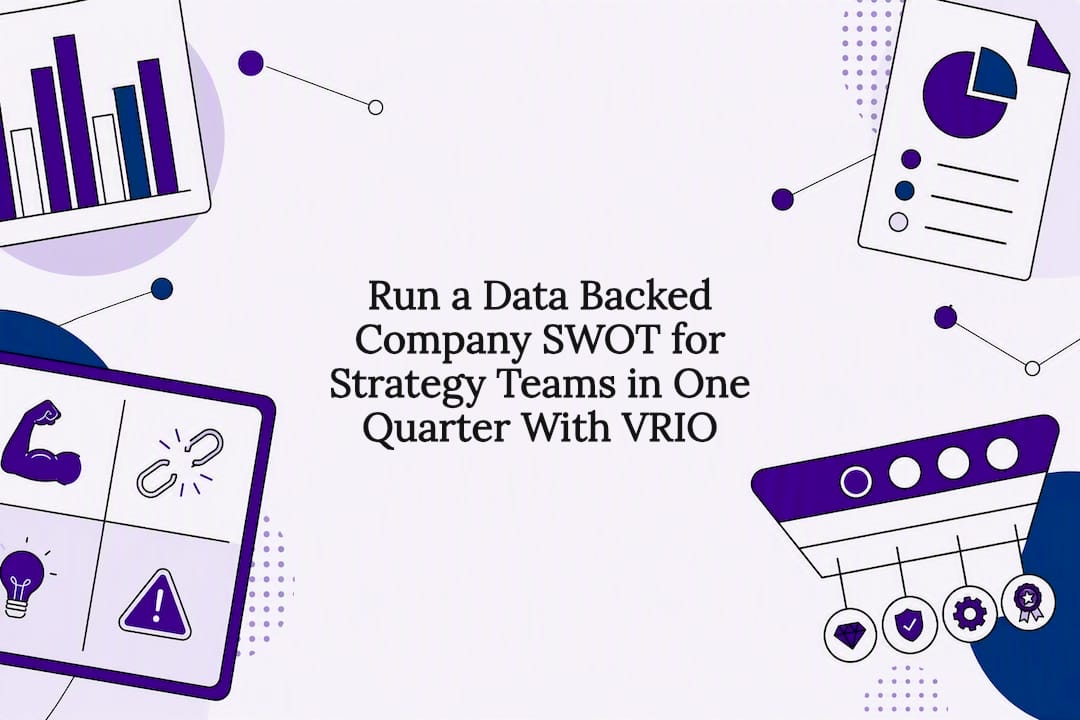 Data backed SWOT and VRIO title card