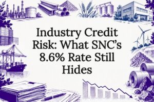 Sketch-framed title card for industry credit risk