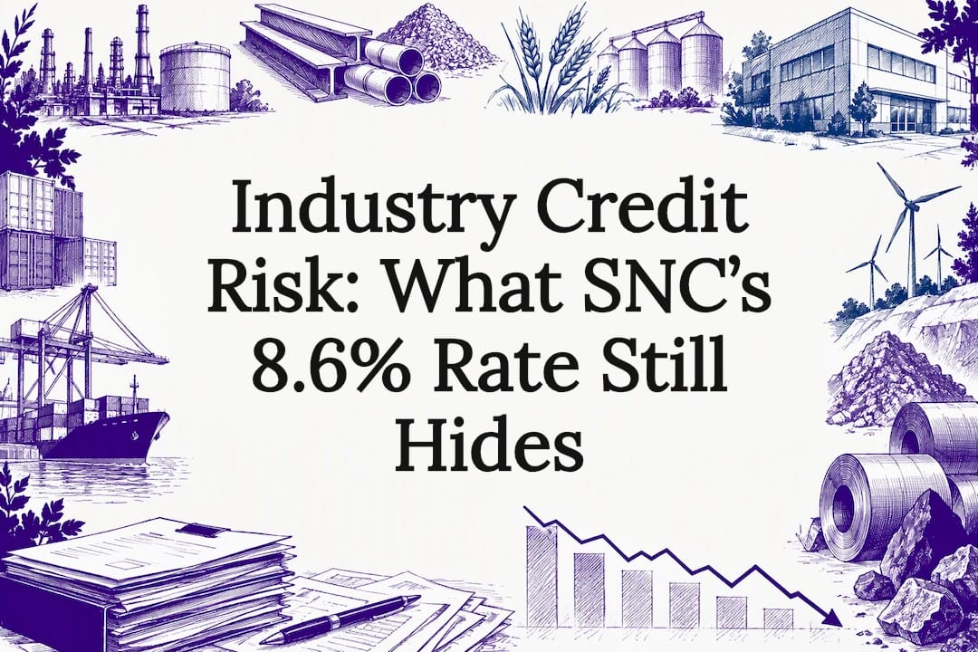 Sketch-framed title card for industry credit risk