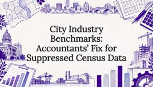 Hand-drawn city and benchmark data title card