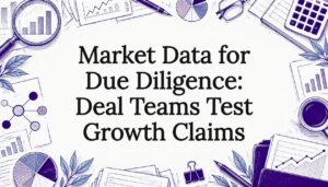 Market diligence title card with data sketches